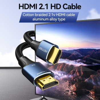 VENTION 8K HDMI Cable, HDMI 2.1 Cable, Ultra High Speed 48Gbps 8K,60Hz 7680P Dolby Vision, Enjoy The HD Vision of The Game, Compatible with PS5,PS4,PS3 (8K Blue)