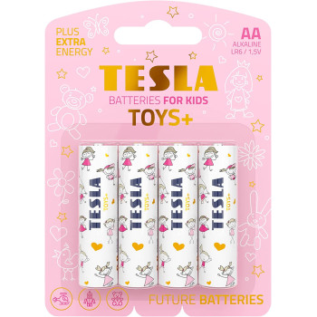 Tesla AA Battery For Kids Girls Toys+ Alkaline - Plus Extra Energy Blister Foil LR6/1.5V Pack of 4