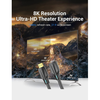 Vention 8K HDMI Cable, HDMI 2.1 Cable , Ultra High Speed 48Gbps 8K,60Hz 7680P Dolby Vision, Enjoy The HD Vision of The Game, Compatible with PS5,PS4,PS3 (8K HDMI Extension Cable, 0.5 Meter)