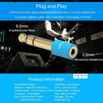 Vention 6.5mm Male to 3.5mm Female Stereo Adapter 1/4 inch Plug Male to 1/8 inch Stereo Jack Female Aux Converter Adapter for Headphone Headset Microphone Amplifier Mixer