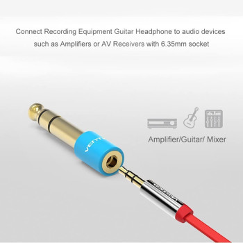 Vention 6.5mm Male to 3.5mm Female Stereo Adapter 1/4 inch Plug Male to 1/8 inch Stereo Jack Female Aux Converter Adapter for Headphone Headset Microphone Amplifier Mixer