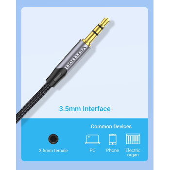 VENTION 3.5mm to Dual 6.5mm Audio Cable 26AWG TRS 3.5mm Male to TS 6.5mm Male AUX Cable for Guitar, Mixer, Amplifier, Speaker Gold-Plated Connector (3.5mm to 2X 6.5mm)