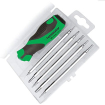 Terminator Screwdriver 6Pcs Set, 5 Roots Various Heads, Rubberized Green Soft Handle Ttsd 326