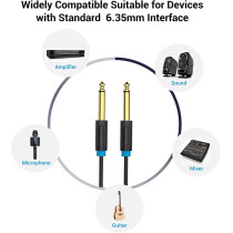 Vention 6.5mm Guitar Lead, 1/4" to 1/4" TS Professional Speaker Cable Bass AMP Cord 1/4 Straight to Straight for Electric Guitar, Bass Guitar, Electric Mandolin, Pro Audio, Black (3 Meter)