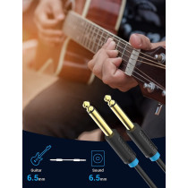 Vention 6.5mm Guitar Lead, 1/4" to 1/4" TS Professional Speaker Cable Bass AMP Cord 1/4 Straight to Straight for Electric Guitar, Bass Guitar, Electric Mandolin, Pro Audio, Black (3 Meter)