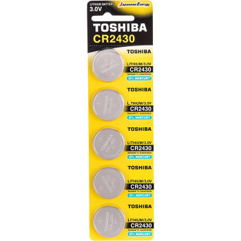 Toshiba 3V Lithium Coin Cell Battery, CR2430, Pack of 5