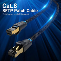 VENTION Cat 8 Ethernet Cable 40Gbps 2000MHz High Speed LAN Patch RJ45 Cable S/FTP Twisted Pair Network Cable for Switch, Router, Patch Panel, PS4, Xbox, Data Center (Cat.8 SFTP Braided)