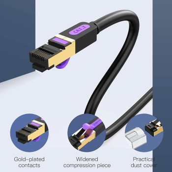 VENTION Cat 7 Ethernet Cable 10Gbps 600MHz High Speed LAN Patch RJ45 Cable SSTP Network Cable Compatible with Switch/Router/Modem/Patch panel/Access Point/patch fields (Cat.7 SSTP Round, 2 Meter)