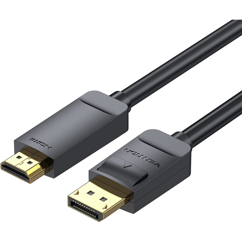 Vention Cable, 4K,30Hz DP Male to HDMI Male Gold Plated HAG series for PC, Laptop, TV, Projectors, Monitors Gold-Plated (DP to HDMI 2.0, 1 Meter)