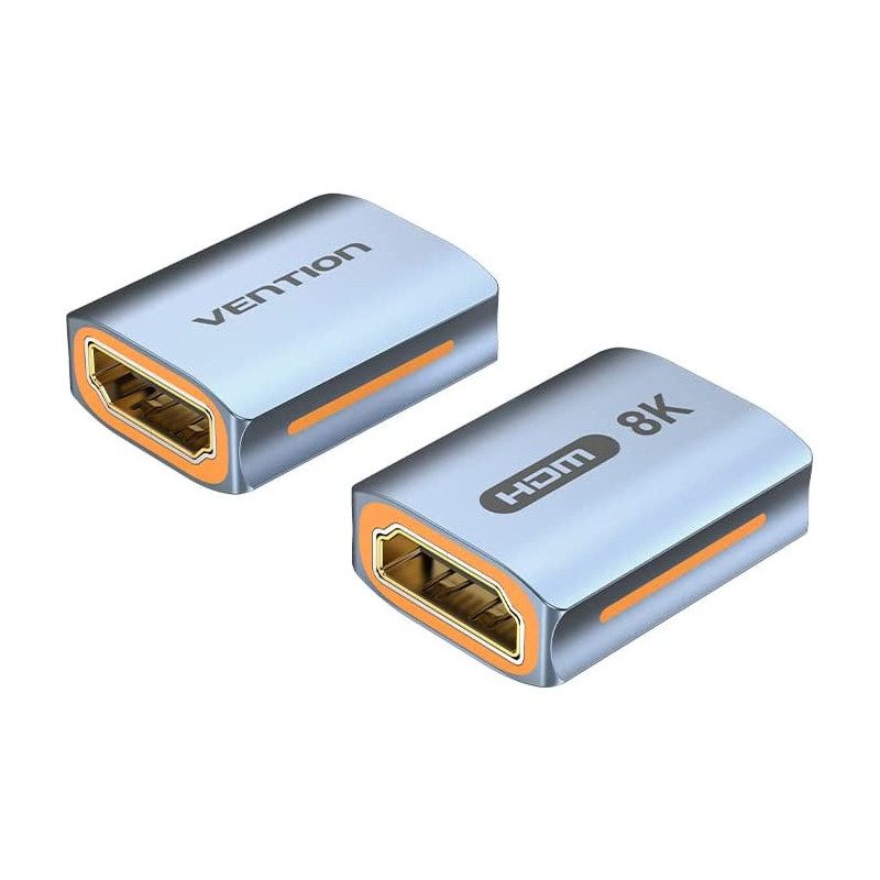 Vention Adapter Extender HDMI Female to Female - Gold Plated Interface 8K,60Hz HDMI 2.1 support 48Gbps bandwidth aluminum alloy shell (Pack of 1, 8K Extender)