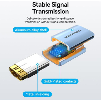 Vention Adapter Extender HDMI Female to Female - Gold Plated Interface 8K,60Hz HDMI 2.1 support 48Gbps bandwidth aluminum alloy shell (Pack of 1, 8K Extender)