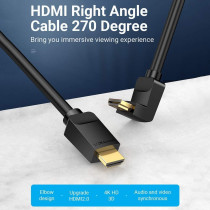 Vention AAR 90 Degree 2.0 Right Angle Cable 4K&3D Digital HD Cable Replacement for TV PS3/4 Splitter Video Audio (5 Meter)