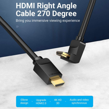 Vention AAQBG HDMI Angle Cable 4K HDMI 2.0 Cable HDMI 270 Degree Angle Adapter for Apple TV PS4 Splitter Video Audio (270 Degree, 1.5 METER 270 DEGREE)
