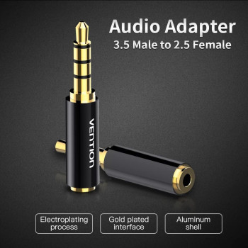 Vention BFBB0 3.5mm Male to 2.5mm Female Audio Adapter Metal Black