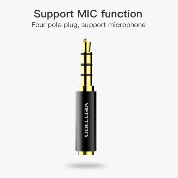 Vention BFBB0 3.5mm Male to 2.5mm Female Audio Adapter Metal Black