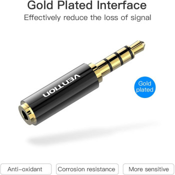 Vention BFBB0 3.5mm Male to 2.5mm Female Audio Adapter Metal Black