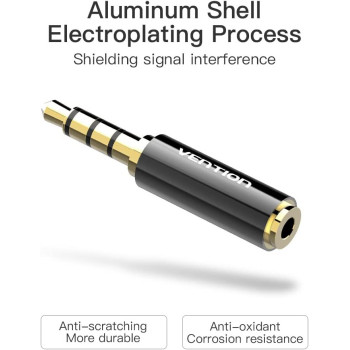 Vention BFBB0 3.5mm Male to 2.5mm Female Audio Adapter Metal Black