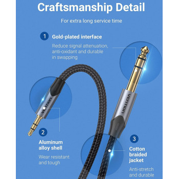 VENTION Audio Guitar Mixer Amplifier Speaker Cable (3.5mm to 6.5mm)