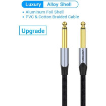 Vention Aux Guitar Cable 6.5 Jack 6.5mm to 6.5mm Audio Cable 6.35mm Aux Cable for Stereo Guitar Mixer Amplifier Speaker (6.5mm to 6.5mm, 0.5 Meter)