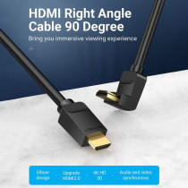 Vention AAQBG HDMI Angle Cable 4K HDMI 2.0 Cable HDMI 270 Degree Angle Adapter for Apple TV PS4 Splitter Video Audio (90 Degree)