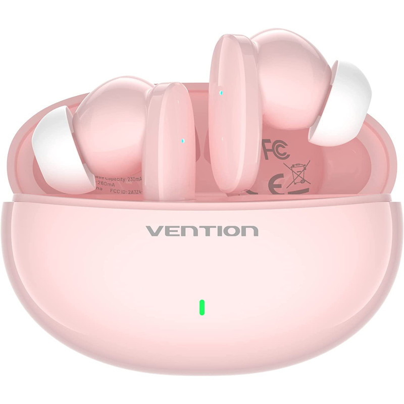 Vention Bluetooth Earphones TWS Ture Wireless Headphones USB-C Stereo Sports Movement Earbuds with Mic Hi-Fi Tone Quality Headset IPX4 Waterproof (NBF, Pink)