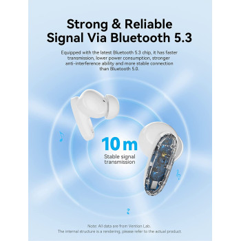 Vention Bluetooth Earphones TWS Ture Wireless Headphones USB-C Stereo Sports Movement Earbuds with Mic Hi-Fi Tone Quality Headset IPX4 Waterproof (NBF, Pink)