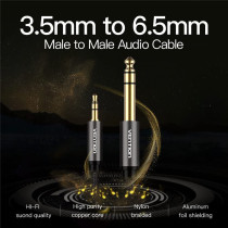 Vention 3.5 mm to 6.35 mm Mono Cable(1m/3ft),Vention 6.35mm 1/4" Male to 3.5mm 1/8" Male TRS Stereo Audio Cable with Zinc Alloy Housing and Braid Compatible for Laptop,Home Theater Devices, Amplifiers