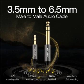 Vention 3.5 mm to 6.35 mm Mono Cable(2m/6.5ft),Vention 6.35mm 1/4" Male to 3.5mm 1/8" Male TRS Stereo Audio Cable with Zinc Alloy Housing and Braid Compatible for Laptop,Home Theater Devices and Amplifiers
