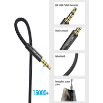 VENTION 3.5mm Audio Mic Extension Cable,VENTION Headphone Extension Cable 4 pole 3.5mm audio extension cable Stereo audio cable, gold-plated interface nylon braided cable, for headset/TV/laptop