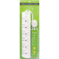 Terminator 6 Way Universal Power Extension Socket with 3M Cable TPB-6G