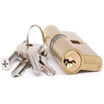 Terminator 70mm (35/35mm) Terminator Brass Door Lock Cylinder With 3 Nickel Plated Steel Keys