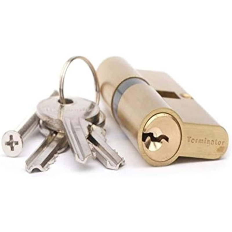 Terminator 70mm (35/35mm) Terminator Brass Door Lock Cylinder With 3 Nickel Plated Steel Keys