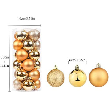 BUY4LESS - 24 pcs 6 cm Christmas Tree Ball Bauble Hanging Ornament Christmas Decoration Home Gold
