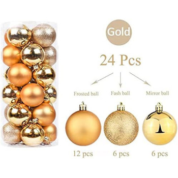 BUY4LESS - 24 pcs 6 cm Christmas Tree Ball Bauble Hanging Ornament Christmas Decoration Home Gold