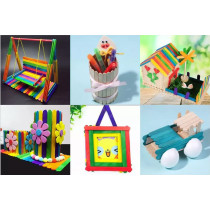 BUY4LESS - 50 Pieces Colored Wooden Large Sticks 150*18*1.6 mm, Craft Sticks for DIY Crafts Home Art Projects, Classroom Art Supplies