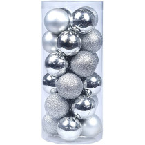 BUY4LESS - Christmas Tree Decorations Baubles Party Wedding Ornament Christmas (Silver, 24PCs 6 cm Balls)