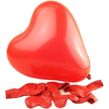 BUY4LESS - Metallic Balloons Latex Helium support for Party, Birthday, Wedding, Valentine and Decoration Pack of 50 pcs (10 Inch Heart, Red)
