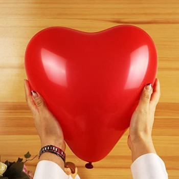 BUY4LESS - Metallic Balloons Latex Helium support for Party, Birthday, Wedding, Valentine and Decoration Pack of 50 pcs (10 Inch Heart, Red)