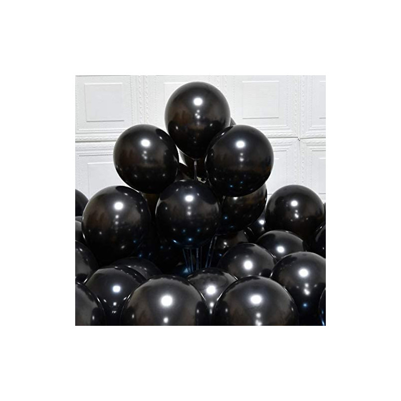 BUY4LESS - Metallic Balloons Latex Helium support for Party, Birthday, Wedding, Valentine and Decoration Pack of 50 pcs (12 Inch, Black)