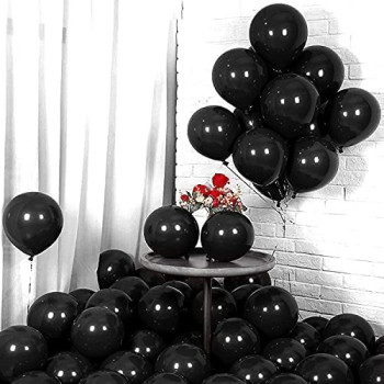 BUY4LESS - Metallic Balloons Latex Helium support for Party, Birthday, Wedding, Valentine and Decoration Pack of 50 pcs (12 Inch, Black)
