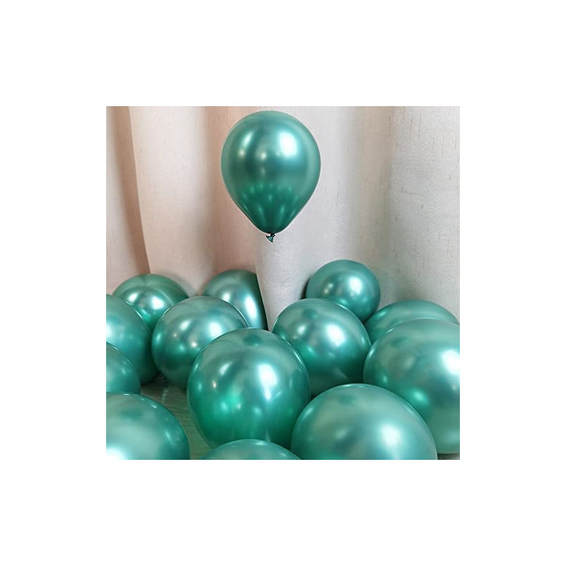BUY4LESS - Metallic Balloons Latex Helium support for Party, Birthday, Wedding, Valentine and Decoration Pack of 50 pcs (12 Inch, Green)