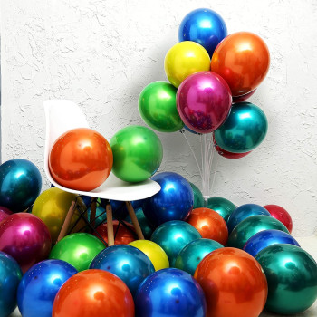 BUY4LESS - Metallic Balloons Latex Helium support for Party, Birthday, Wedding, Valentine and Decoration Pack of 50 pcs (12 Inch, Orange)