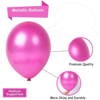BUY4LESS - Metallic Balloons Latex Helium support for Party, Birthday, Wedding, Valentine and Decoration Pack of 50 pcs (12 Inch, Pink)