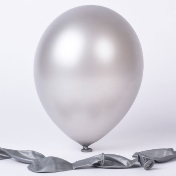 BUY4LESS - Metallic Balloons Latex Helium support for Party, Birthday, Wedding, Valentine and Decoration Pack of 50 pcs (12 Inch, Silver)
