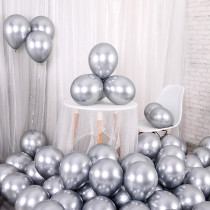 BUY4LESS - Metallic Balloons Latex Helium support for Party, Birthday, Wedding, Valentine and Decoration Pack of 50 pcs (12 Inch, Silver)