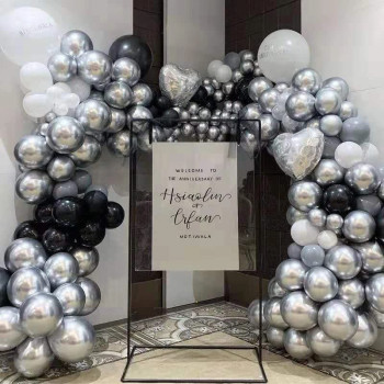 BUY4LESS - Metallic Balloons Latex Helium support for Party, Birthday, Wedding, Valentine and Decoration Pack of 50 pcs (12 Inch, Silver)