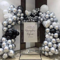 BUY4LESS - Metallic Balloons Latex Helium support for Party, Birthday, Wedding, Valentine and Decoration Pack of 50 pcs (12 Inch, Silver)