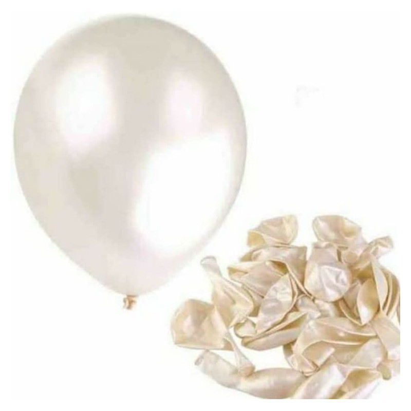 BUY4LESS - Metallic Balloons Latex Helium support for Party, Birthday, Wedding, Valentine and Decoration Pack of 50 pcs (12 Inch, White)