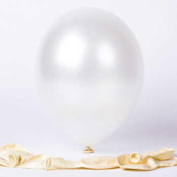 BUY4LESS - Metallic Balloons Latex Helium support for Party, Birthday, Wedding, Valentine and Decoration Pack of 50 pcs (12 Inch, White)
