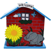 BUY4LESS - Piggy Bank for Kids Wood House Animal Designs, Multi Color for Kids Birthday Party, Money Box, Saving Box. Home Decor, Piggy Bank, Coin Box - Multicolor